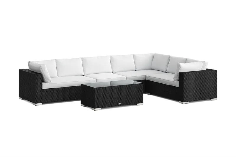 Bahamas L-formet udendørs sofa venstre, 7-pers med bord - Sort - Have - Udendørs miljø - Altan & terrasse - Altanmøbler