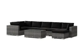 Bahamas U-formet udendørs loungegruppe 7-pers med vendbar divan og bord