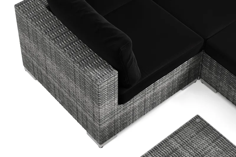 Bahamas U-formet udendørs loungegruppe 7-pers med vendbar divan og bord - Grå - Have - Udendørs miljø - Altan & terrasse - Altanmøbler