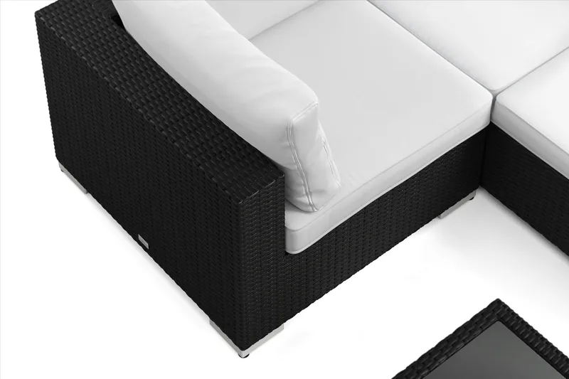 Bahamas U-formet udendørs loungegruppe 7-pers med vendbar divan og bord med hylde - Sort - Have - Udendørs miljø - Altan & terrasse - Altanmøbler