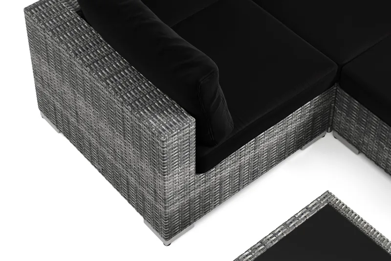 Bahamas U-formet udendørs loungegruppe 7-pers med vendbar divan og bord med hylde - Grå - Have - Udendørs miljø - Altan & terrasse - Altanmøbler