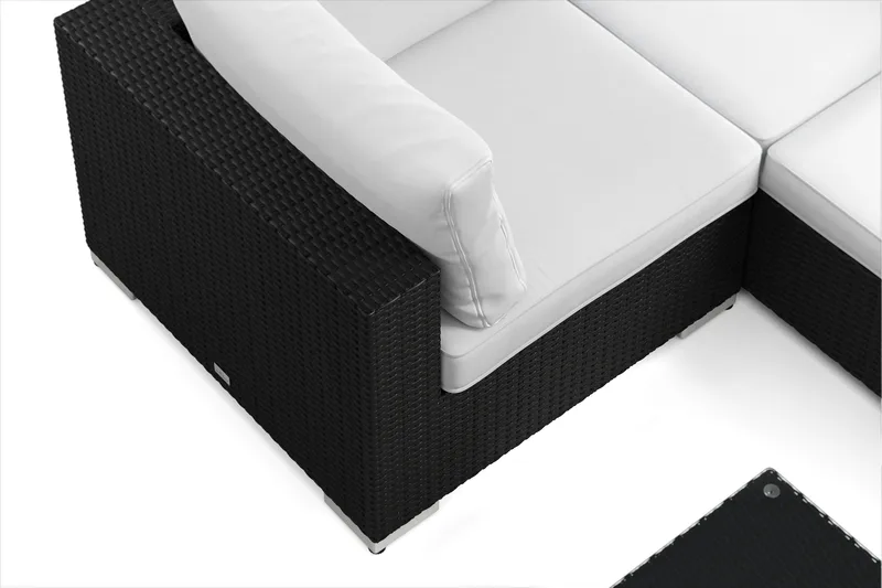 Bahamas U-formet udendørs loungegruppe 7-pers med vendbar divan og bord - Sort - Have - Udendørs miljø - Altan & terrasse - Altanmøbler