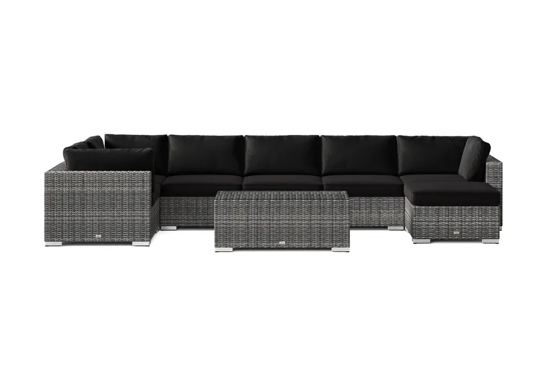 Bahamas U-formet udendørs loungegruppe 7-pers med vendbar divan og bord - Grå - Have - Udendørs miljø - Altan & terrasse - Altanmøbler