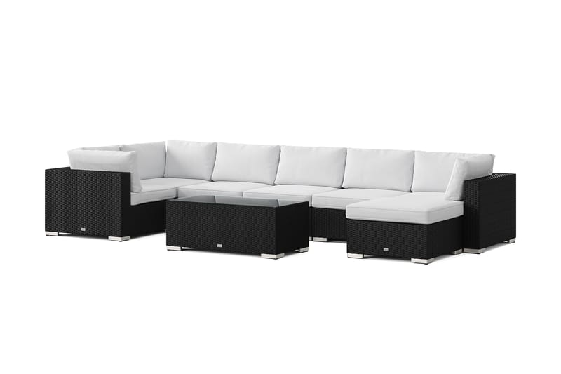 Bahamas U-formet udendørs loungegruppe 7-pers med vendbar divan og bord - Sort - Have - Udendørs miljø - Altan & terrasse - Altanmøbler