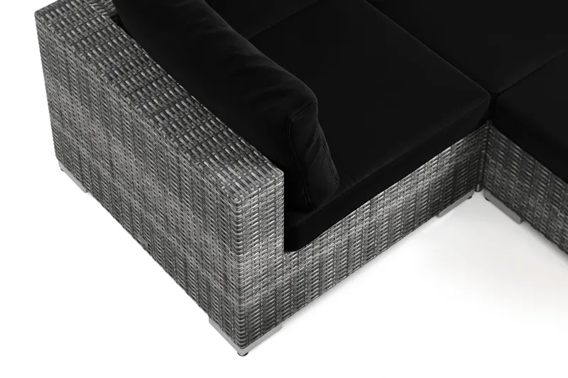 Bahamas U-formet udendørs loungegruppe 8-pers med vendbar divan og bord med hylde - Grå - Have - Udendørs miljø - Altan & terrasse - Altanmøbler