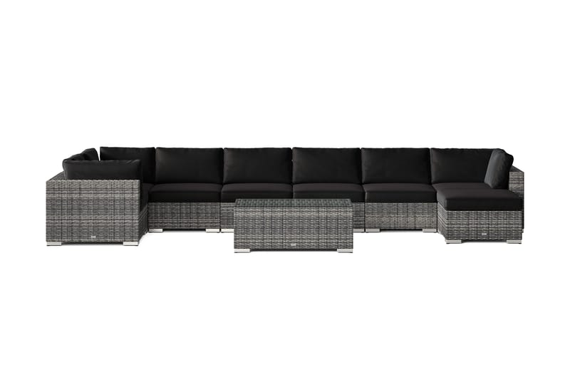 Bahamas U-formet udendørs loungegruppe 8-pers med vendbar divan og bord - Grå - Have - Udendørs miljø - Altan & terrasse - Altanmøbler