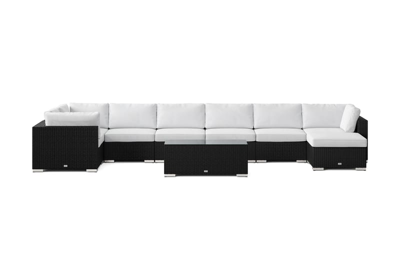 Bahamas U-formet udendørs loungegruppe 8-pers med vendbar divan og bord - Sort - Have - Udendørs miljø - Altan & terrasse - Altanmøbler