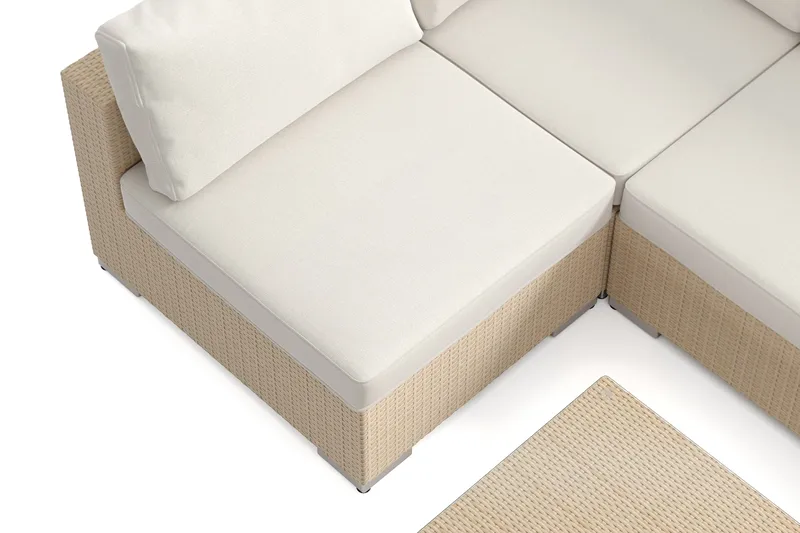 Bahamas U-formet udendørs loungegruppe med åben afslutning, 6-pers med bord - Beige - Have - Udendørs miljø - Altan & terrasse - Altanmøbler