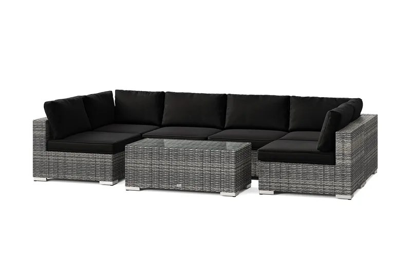 Bahamas U-formet udendørs loungegruppe med åben afslutning, 6-pers med bord - Grå - Have - Udendørs miljø - Altan & terrasse - Altanmøbler