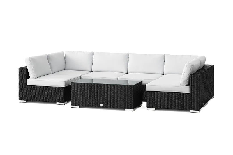Bahamas U-formet udendørs loungegruppe med åben afslutning, 6-pers med bord, Sort