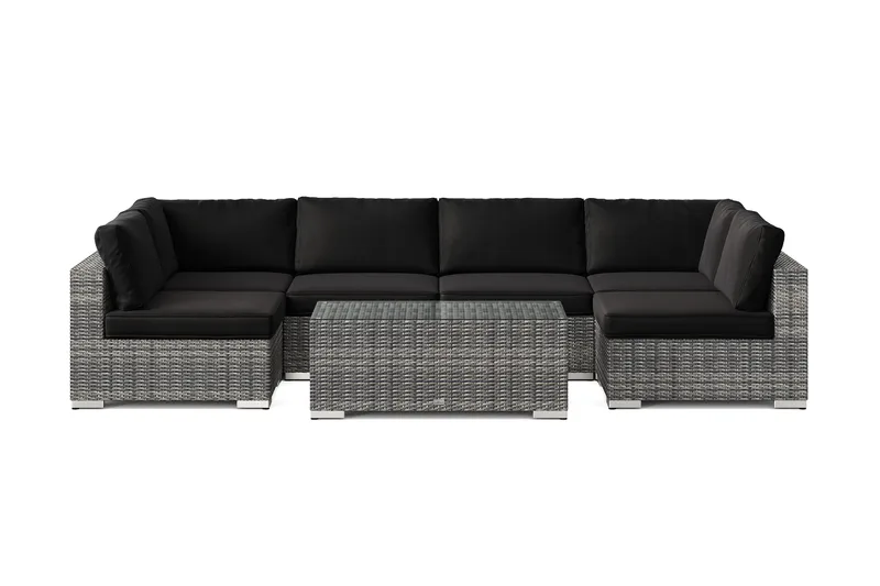 Bahamas U-formet udendørs loungegruppe med åben afslutning, 6-pers med bord - Grå - Have - Udendørs miljø - Altan & terrasse - Altanmøbler