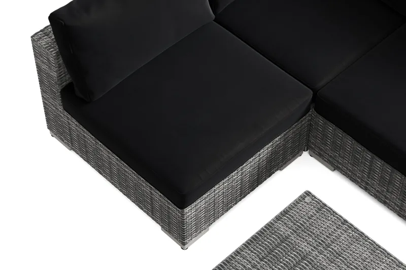 Bahamas U-formet udendørs loungegruppe med åben afslutning, 6-pers med bord - Grå - Have - Udendørs miljø - Altan & terrasse - Altanmøbler