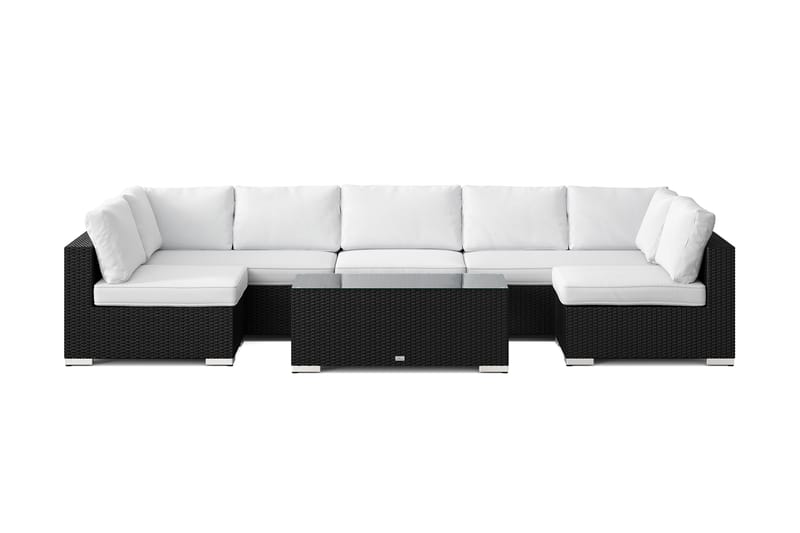Bahamas U-formet udendørs loungegruppe med åben afslutning, 7-pers med bord - Sort - Have - Udendørs miljø - Altan & terrasse - Altanmøbler