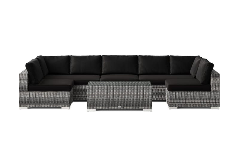 Bahamas U-formet udendørs loungegruppe med åben afslutning, 7-pers med bord - Grå - Have - Udendørs miljø - Altan & terrasse - Altanmøbler