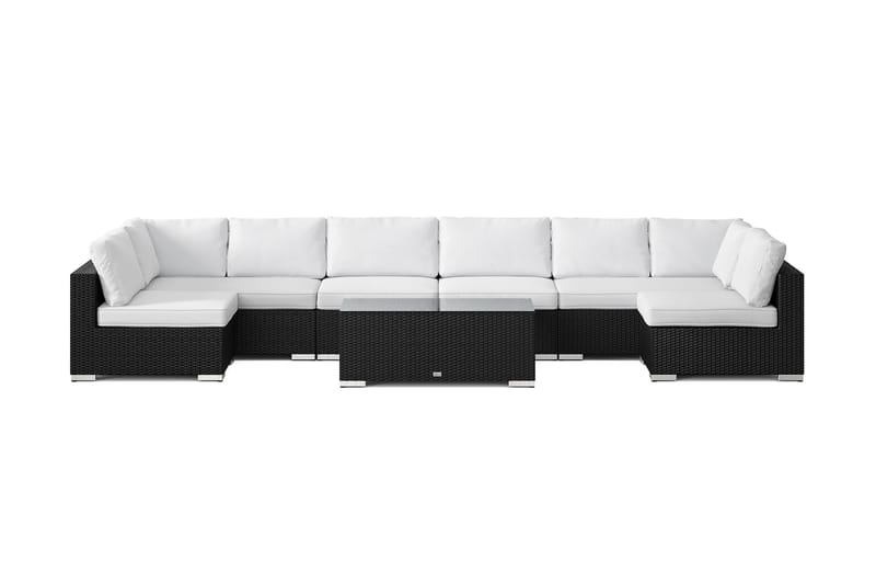 Bahamas U-formet udendørs loungegruppe med åben afslutning, 8-pers med bord - Sort - Have - Udendørs miljø - Altan & terrasse - Altanmøbler