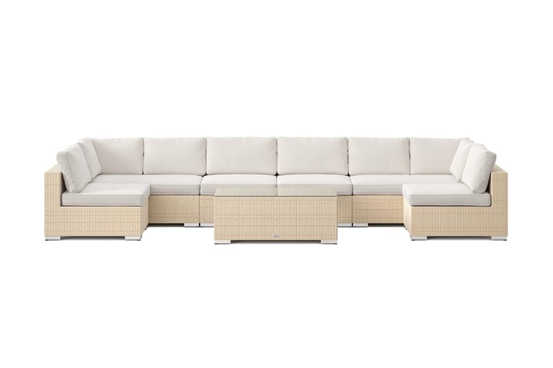 Bahamas U-formet udendørs loungegruppe med åben afslutning, 8-pers med bord - Beige - Have - Udendørs miljø - Altan & terrasse - Altanmøbler