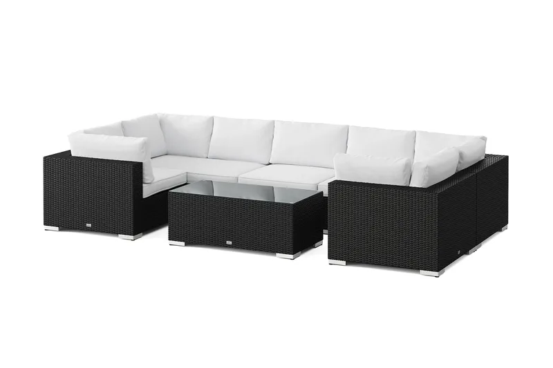 Bahamas U-formet udendørs loungegruppe med lukket afslutning, 7-pers med bord, Sort