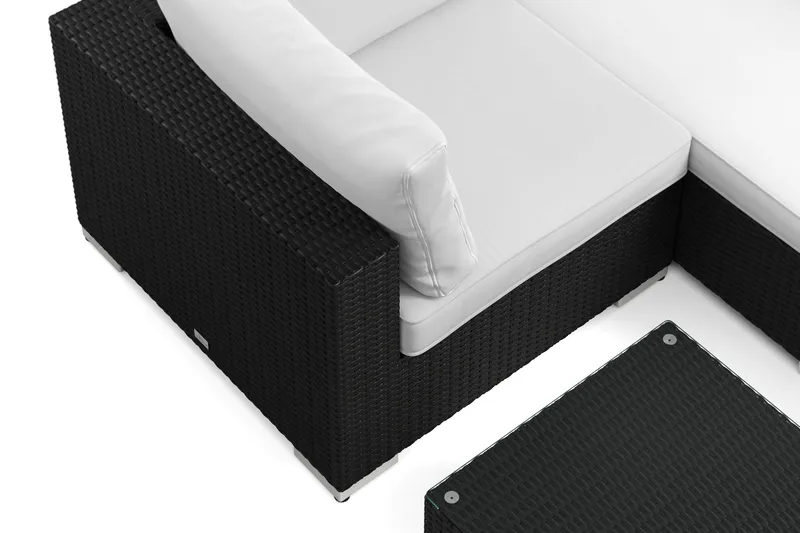 Bahamas U-formet udendørs loungegruppe med lukket afslutning, 7-pers med bord - Sort - Have - Udendørs miljø - Altan & terrasse - Altanmøbler
