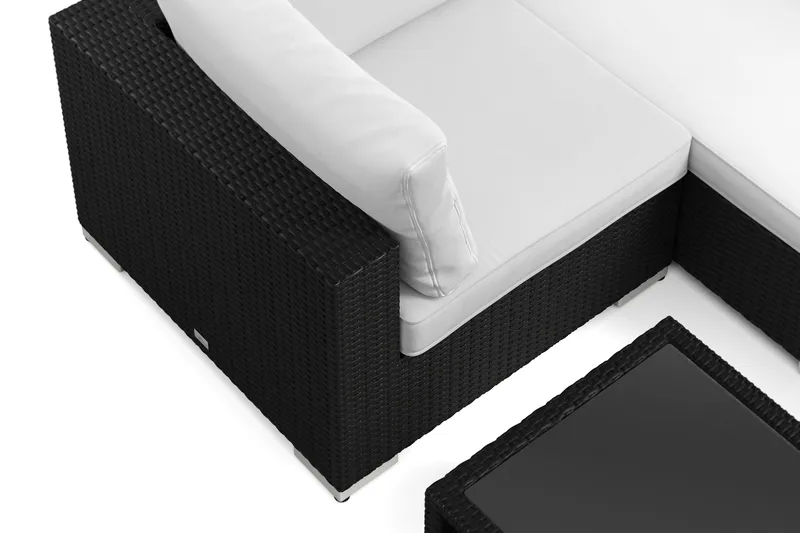 Bahamas U-formet udendørs loungegruppe med lukket afslutning, 7-pers med bord og hylde - Sort - Have - Udendørs miljø - Altan & terrasse - Altanmøbler