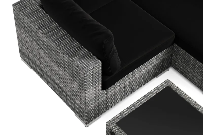 Bahamas U-formet udendørs loungegruppe med lukket afslutning, 7-pers med bord og hylde - Grå - Have - Udendørs miljø - Altan & terrasse - Altanmøbler