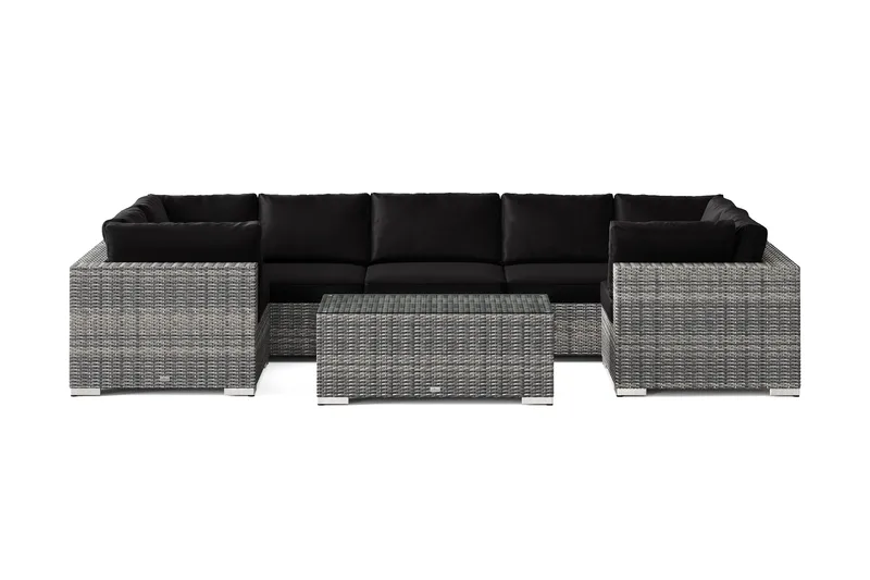 Bahamas U-formet udendørs loungegruppe med lukket afslutning, 7-pers med bord - Grå - Have - Udendørs miljø - Altan & terrasse - Altanmøbler