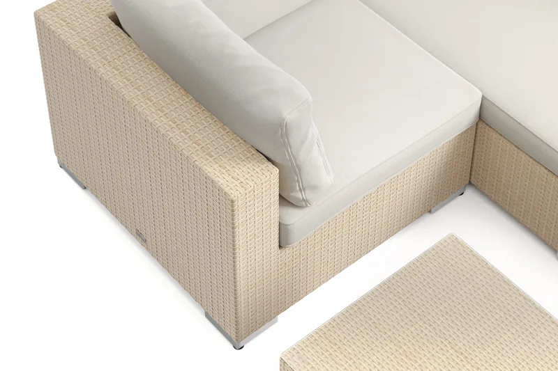 Bahamas U-formet udendørs loungegruppe med lukket afslutning, 7-pers med bord - Beige - Have - Udendørs miljø - Altan & terrasse - Altanmøbler