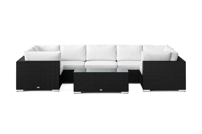Bahamas U-formet udendørs loungegruppe med lukket afslutning, 7-pers med bord - Sort - Have - Udendørs miljø - Altan & terrasse - Altanmøbler