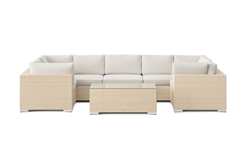 Bahamas U-formet udendørs loungegruppe med lukket afslutning, 7-pers med bord - Beige - Have - Udendørs miljø - Altan & terrasse - Altanmøbler