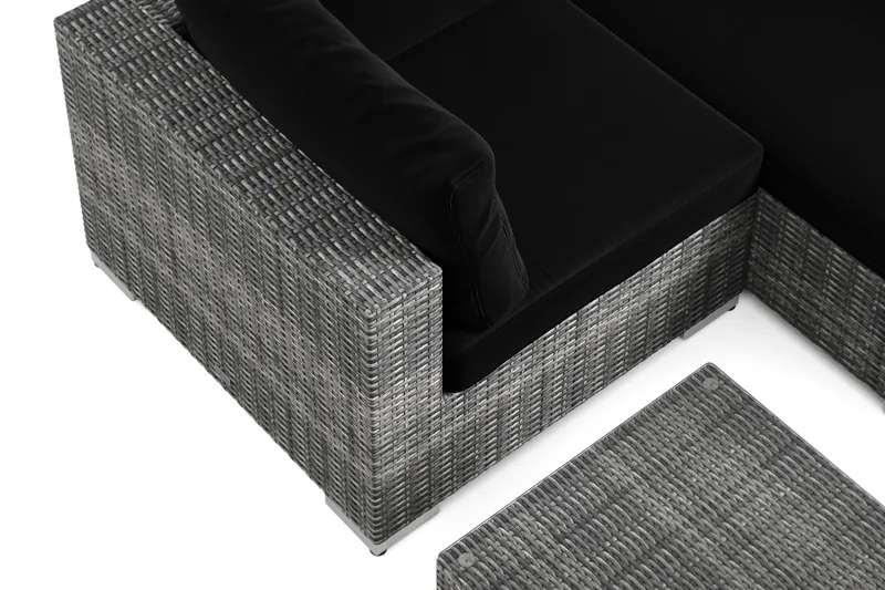 Bahamas U-formet udendørs loungegruppe med lukket afslutning, 7-pers med bord - Grå - Have - Udendørs miljø - Altan & terrasse - Altanmøbler