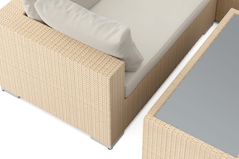 Bahamas U-formet udendørs loungegruppe med lukket afslutning, 8-pers med bord og hylde - Beige - Have - Udendørs miljø - Altan & terrasse - Altanmøbler