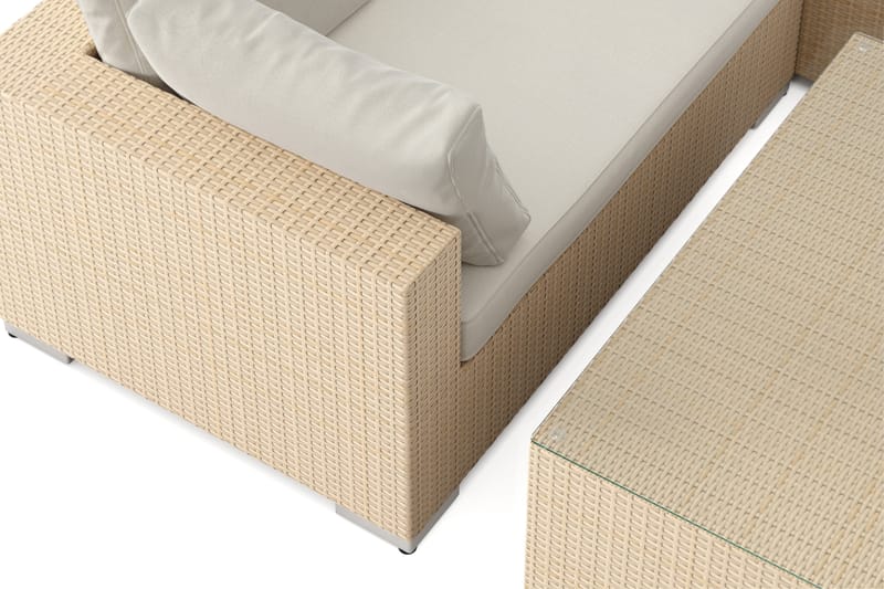 Bahamas U-formet udendørs loungegruppe med lukket afslutning, 8-pers med bord - Beige - Have - Udendørs miljø - Altan & terrasse - Altanmøbler