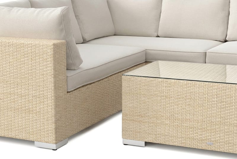 Bahamas U-formet udendørs loungegruppe med lukket afslutning, 9-pers med bord - Beige - Have - Udendørs miljø - Altan & terrasse - Altanmøbler