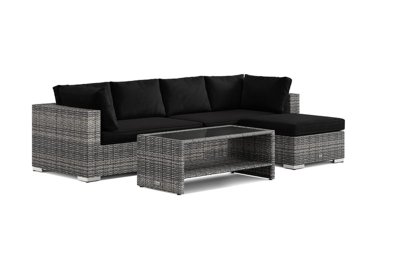 Bahamas udendørs divansofa 5-pers med vendbar divan og bord med hylde, Grå