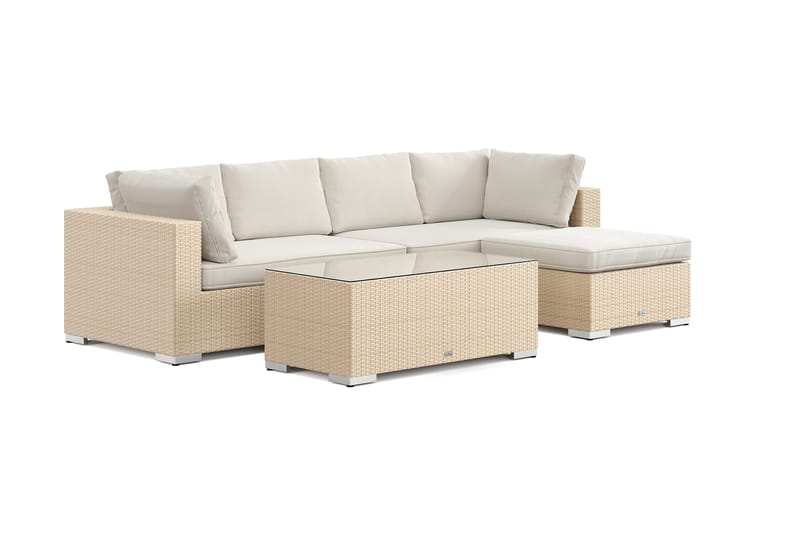 Bahamas udendørs divansofa 5-pers med vendbar divan og bord, Beige