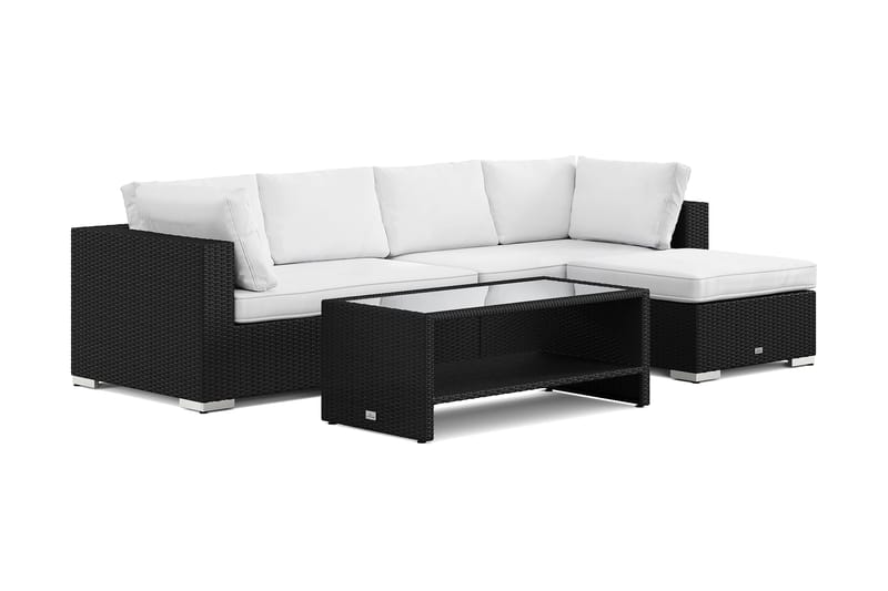 Bahamas udendørs divansofa 5-pers med vendbar divan og bord med hylde - Sort - Have - Udendørs miljø - Altan & terrasse - Altanmøbler