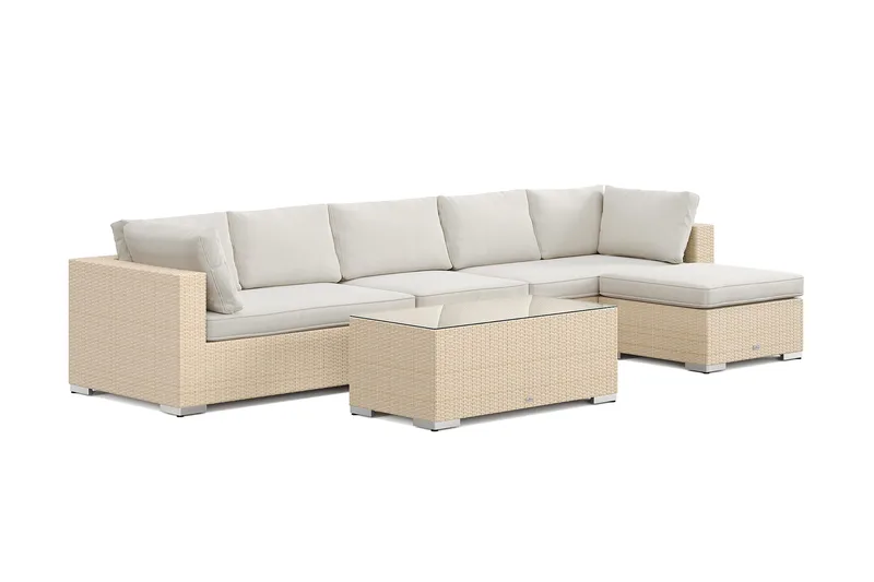 Bahamas udendørs divansofa 6-pers med vendbar divan og bord, Beige