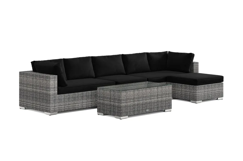 Bahamas udendørs divansofa 6-pers med vendbar divan og bord - Grå - Have - Udendørs miljø - Altan & terrasse - Altanmøbler