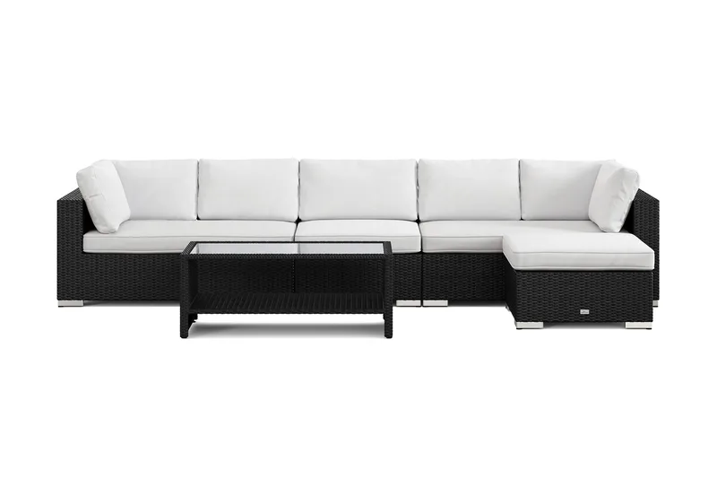 Bahamas udendørs divansofa 6-pers med vendbar divan og bord med hylde - Sort - Have - Udendørs miljø - Altan & terrasse - Altanmøbler