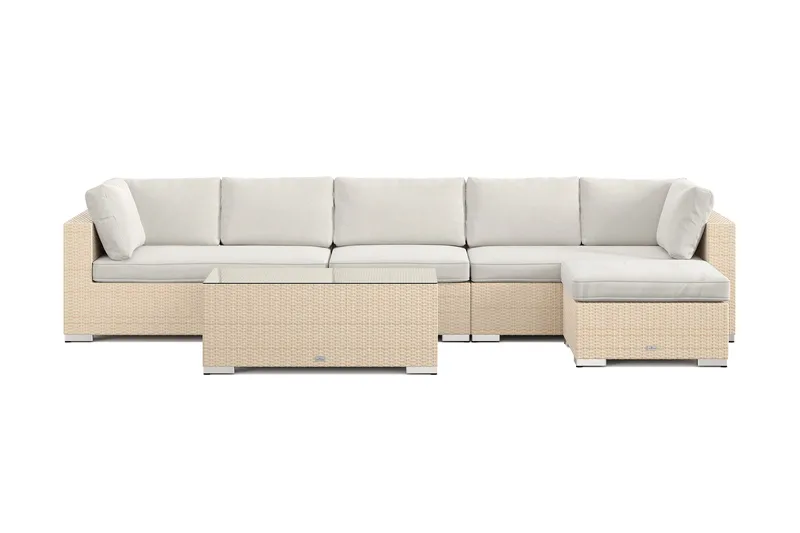Bahamas udendørs divansofa 6-pers med vendbar divan og bord - Beige - Have - Udendørs miljø - Altan & terrasse - Altanmøbler