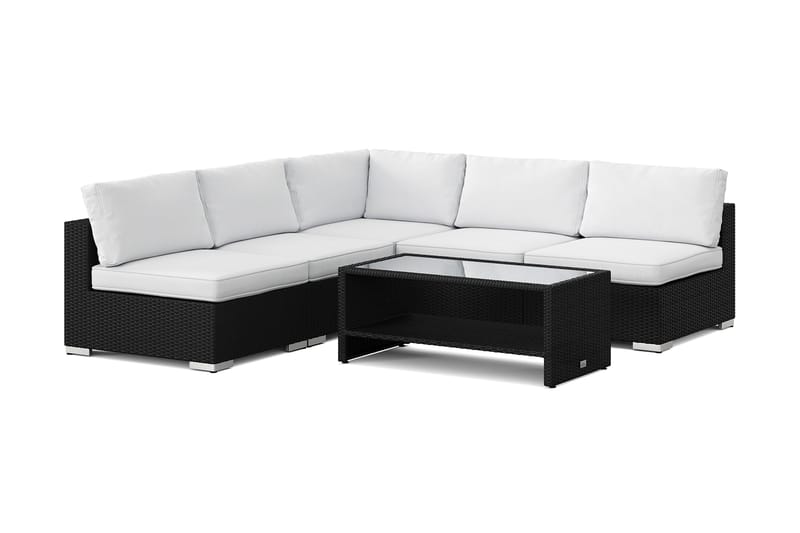 Bahamas udendørs hjørnesofa 5-pers vendbar med åben afslutning og bord med hylde - Sort - Have - Udendørs miljø - Altan & terrasse - Altanmøbler