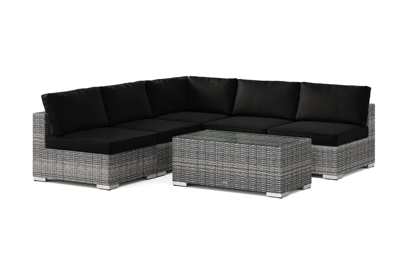 Bahamas udendørs hjørnesofa 5-pers vendbar med åben afslutning og bord, Grå