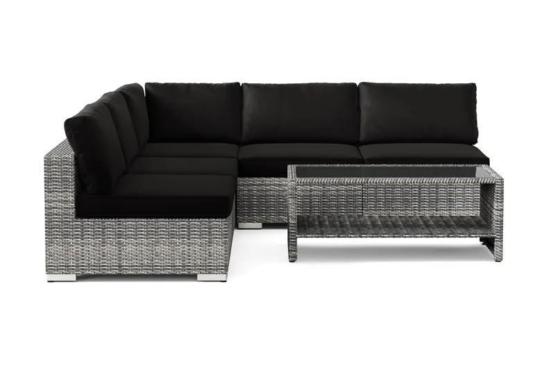 Bahamas udendørs hjørnesofa 5-pers vendbar med åben afslutning og bord med hylde - Grå - Have - Udendørs miljø - Altan & terrasse - Altanmøbler