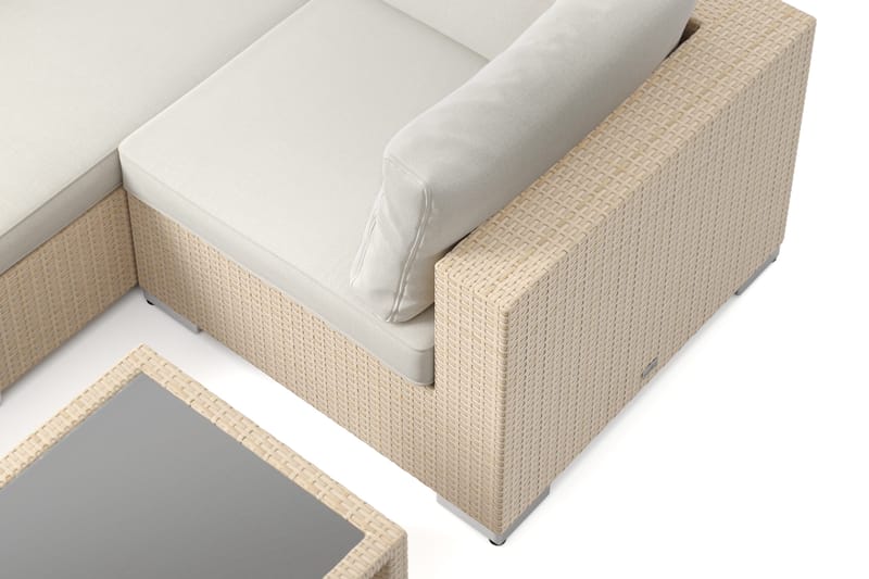 Bahamas udendørs hjørnesofa 5-pers vendbar og bord med hylde - Beige - Have - Udendørs miljø - Altan & terrasse - Altanmøbler