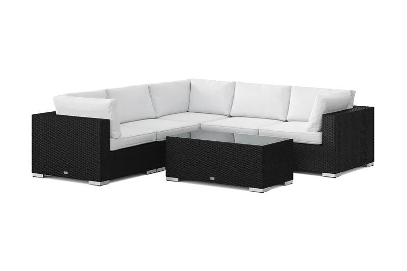 Bahamas udendørs hjørnesofa 5-pers vendbar med bord, Sort