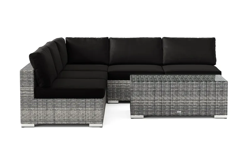 Bahamas udendørs hjørnesofa 5-pers vendbar med åben afslutning og bord - Grå - Have - Udendørs miljø - Altan & terrasse - Altanmøbler