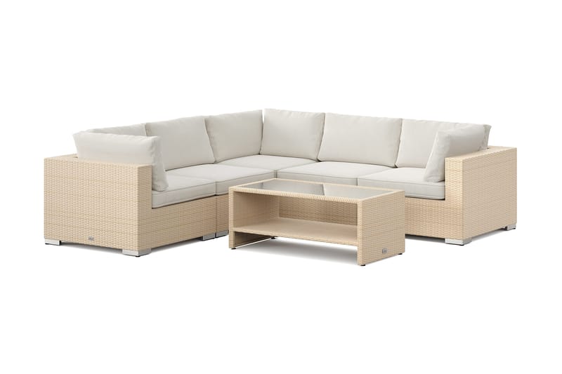 Bahamas udendørs hjørnesofa 5-pers vendbar og bord med hylde - Sand - Have - Udendørs miljø - Altan & terrasse - Altanmøbler