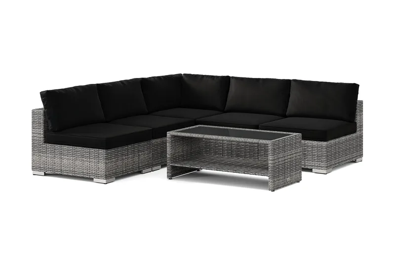 Bahamas udendørs hjørnesofa 5-pers vendbar med åben afslutning og bord med hylde - Grå - Have - Udendørs miljø - Altan & terrasse - Altanmøbler