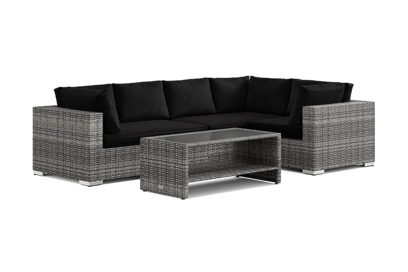 Bahamas udendørs hjørnesofa 5-pers vendbar og bord med hylde, Grå