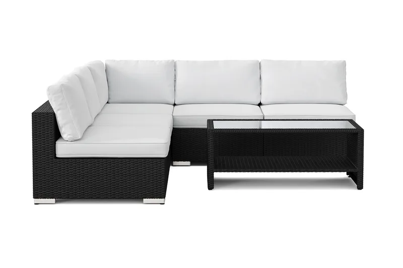 Bahamas udendørs hjørnesofa 5-pers vendbar med åben afslutning og bord med hylde - Sort - Have - Udendørs miljø - Altan & terrasse - Altanmøbler