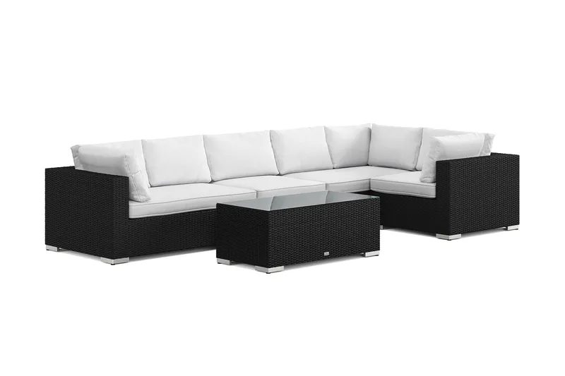 Bahamas udendørs hjørnesofa 6-pers vendbar med bord, Sort